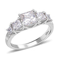 Princess Cut Moissanite 5 Stone Ring in Rhodium Over Sterling Silver ,Sterling Silver Ring, Moissanite Ring,Princess Cut Gemstone Ring 2.15 ctw - Sticky add to cart bar