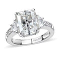 Radiant Cut Moissanite (Oct 10x8mm) Ring in Rhodium Over Sterling Silver (Size 10.0) 3.90 ctw - Sticky add to cart bar