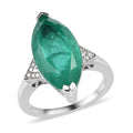 Emeraldine Quartz (Triplet) and Natural White Zircon Ring in Platinum Over Sterling Silver 8.75 ctw - Sticky add to cart bar