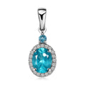 Luxoro 10K White Gold Premium Madagascar Paraiba Apatite and Multi Gemstone Halo Pendant 1.65 ctw - Sticky add to cart bar