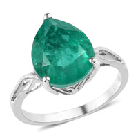 Emeraldine Quartz (Triplet) Solitaire Ring in Platinum Over Sterling Silver (Delivery in 7-10 Business Days) 5.00 ctw