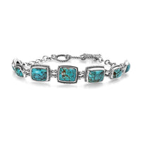 Artisan Crafted Blue Moon Turquoise Bracelet in Sterling Silver (7.25 In) 14.25 ctw
