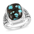 Artisan Crafted American Natural Blue Moon Turquoise Solitaire Ring in Sterling Silver (Size 10.0) 6.00 ctw - Sticky add to cart bar