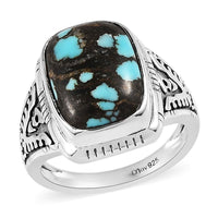 Artisan Crafted American Natural Blue Moon Turquoise Solitaire Ring in Sterling Silver (Size 10.0) 6.00 ctw