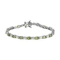 Natural Ambanja Demantoid Garnet, Moissanite Bracelet in Platinum Over Sterling Silver (8.00 In) (8.50 g) 10.35 ctw
