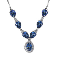 Brazilian Blue Petalite and White Zircon Necklace 18-20 Inches in Platinum Over Sterling Silver 6.50 ctw