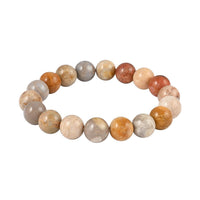 Multi Color Fossil Coral Beaded Stretch Bracelet 180.00 ctw
