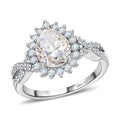 Moissanite (Pear 9x7mm) Split Shank Ring in Platinum Over Sterling Silver (Size 10.0) 2.15 ctw - Sticky add to cart bar