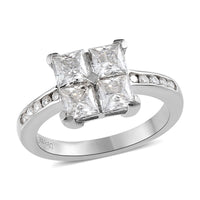 Moissanite Ring in Platinum Over Sterling Silver (Delivery in 5-7 Business Days) 1.65 ctw
