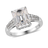 Moissanite Ring in Platinum Over Sterling Silver 3.75 ctw (Delivery in 5-7 Business Days)