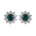 AAA Grandidierite and White Zircon Sunburst Stud Earrings in Platinum Over Sterling Silver 0.90 ctw - Sticky add to cart bar