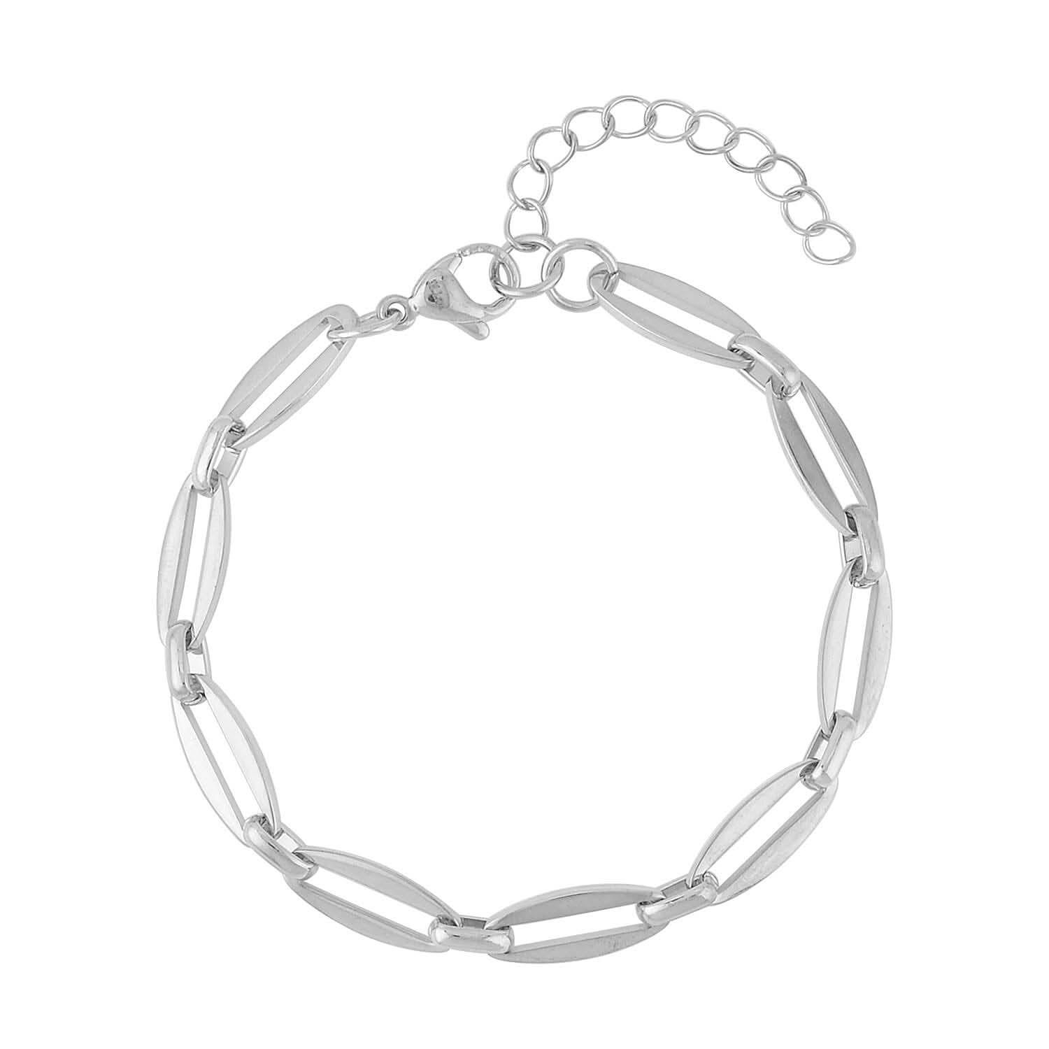 Twisted Mirror Link Bracelet in Stainless Steel (7.50-9.50In)