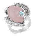 Galilea Rose Quartz, Blue and White Austrian Crystal Ring in Stainless Steel 15.00 ctw - Sticky add to cart bar