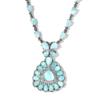 Premium Larimar and White Zircon Necklace 18 Inches in Platinum Over Sterling Silver 23.10 ctw