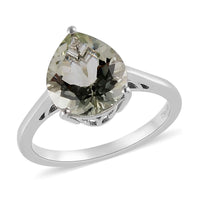 AAA Montezuma Prasiolite Solitaire Ring in Platinum Over Sterling Silver 3.85 ctw