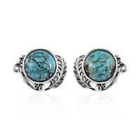 Artisan Crafted Blue Moon Turquoise Earrings in Sterling Silver 3.75 ctw