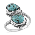 Artisan Crafted American Natural Blue Moon Turquoise Bypass Ring in Sterling Silver (Size 10.0) 3.50 ctw - Sticky add to cart bar