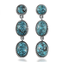 Artisan Crafted Blue Moon Turquoise Dangling Earrings in Sterling Silver 8.10 ctw