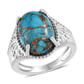 Karis Chestnut Brine Turquoise Solitaire Ring in Platinum Bond (Size 10.0) 6.85 ctw - Sticky add to cart bar