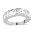 White Topaz Half Eternity Band Ring in Platinum Over Bronze 3.15 ctw - Sticky add to cart bar