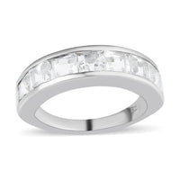 White Topaz Half Eternity Band Ring in Platinum Over Bronze 3.15 ctw