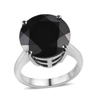 Natural Thai Black Spinel Solitaire Ring in Stainless Steel 8.85 ctw