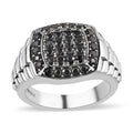 Thai Black Spinel Men's Ring in Stainless Steel 1.35 ctw - Sticky add to cart bar