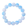 Sky Blue and white Agate Beaded Stretch Bracelet 75.00 ctw - Sticky add to cart bar