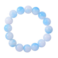 Sky Blue and white Agate Beaded Stretch Bracelet 75.00 ctw