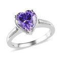 Karis Simulated Blue Diamond Solitaire Heart Ring in Platinum Bond (Size 11.0) 3.15 ctw - Sticky add to cart bar