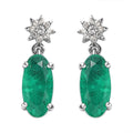 Emeraldine Quartz (Triplet) and White Zircon Dangling Earrings in Platinum Over Sterling Silver 5.00 ctw - Sticky add to cart bar