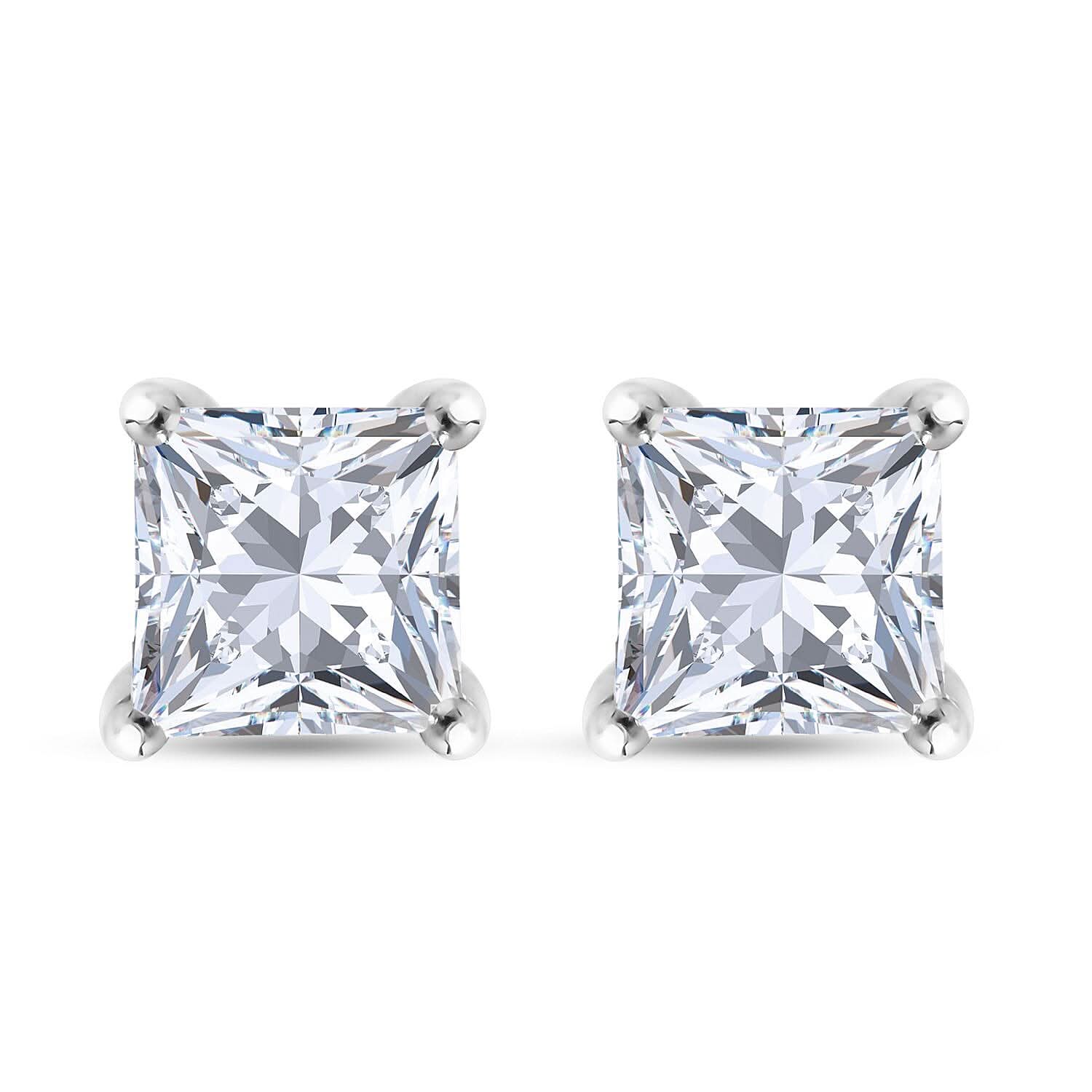 Brilliant Cut Moissanite Stud Earrings in Platinum Over Sterling Silver 2.35 ctw