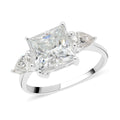 Brilliant Cut Moissanite 3 Stone Ring in Platinum Over Sterling Silver 4.90 ctw - Sticky add to cart bar
