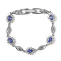 AAA Tanzanite and Natural White Zircon Bracelet in Platinum Over Sterling Silver (6.50 In) 5.90 ctw (Delivery in 8-10 Business Days) - Sticky add to cart bar