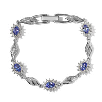 AAA Tanzanite and Natural White Zircon Bracelet in Platinum Over Sterling Silver (6.50 In) 5.90 ctw (Delivery in 8-10 Business Days)