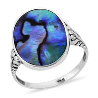 Abalone Shell Solitaire Ring in Sterling Silver