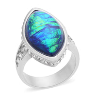 Lab Created Opal and White Austrian Crystal Aurora Radiance Ring