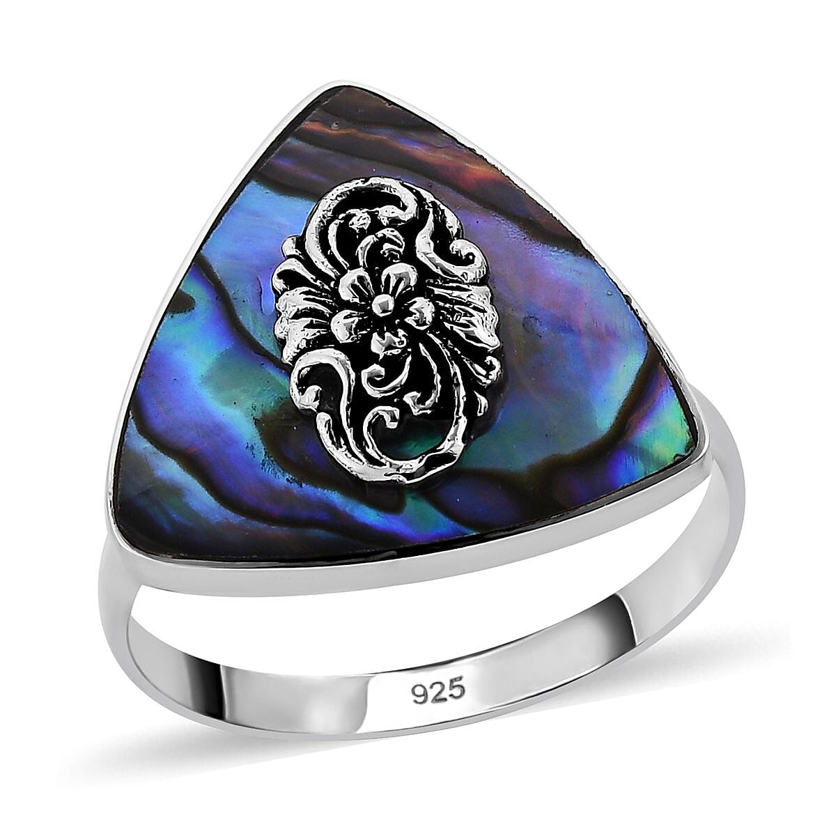 Fancy Abalone Shell Ring in Sterling Silver