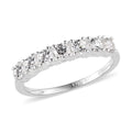 Natural White Zircon 7 Stone Ring in Sterling Silver 1.15 ctw - Sticky add to cart bar