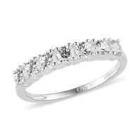 Natural White Zircon 7 Stone Ring in Sterling Silver 1.15 ctw