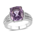 Rose De France Amethyst Solitaire Ring in Stainless Steel 3.85 ctw - Sticky add to cart bar