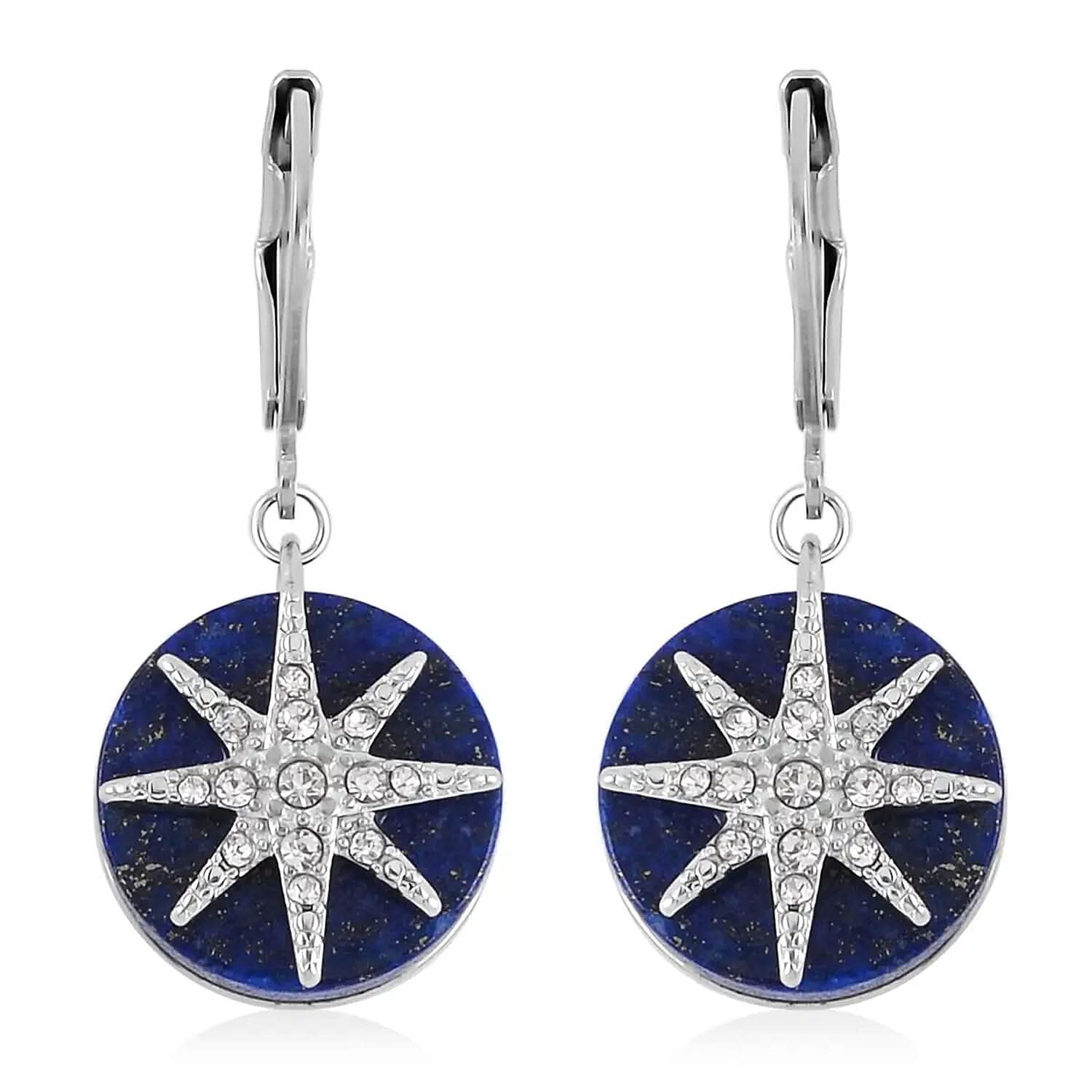 Lapis Lazuli Earrings in Stainless Steel 2.00 ctw