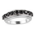 Natural Thai Black Spinel Half Eternity Band Ring in Stainless Steel 1.25 ctw - Sticky add to cart bar