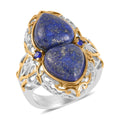 Lapis Lazuli and Blue Austrian Crystal Ring in ION Plated YG and Stainless Steel 5.00 ctw - Sticky add to cart bar