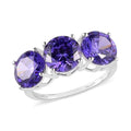 Simulated Tanzanite Color Diamond 3 Stone Ring in Sterling Silver (Delivery in 7-10 Business Days) - Sticky add to cart bar