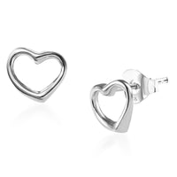 Platinum Over Sterling Silver Heart Earrings (1 g)