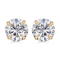 14K Yellow Gold Crystal Stud Earrings, Crystal Studs, Solitaire Studs, Crystal Earrings, Solitaire Earrings, 14K Yellow Gold Studs - Sticky add to cart bar