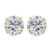 14K Yellow Gold Crystal Stud Earrings, Crystal Studs, Solitaire Studs, Crystal Earrings, Solitaire Earrings, 14K Yellow Gold Studs