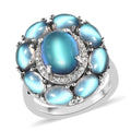 Aurora Moonstone, Natural White Zircon Ring in Platinum Over Sterling Silver (Size 6.0) 7.50 ctw - Sticky add to cart bar