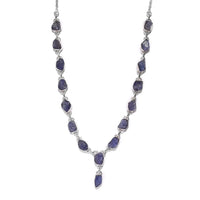 Artisan Crafted Rough Cut Tanzanite Necklace 18 Inches in Sterling Silver 18 Grams 42.00 ctw